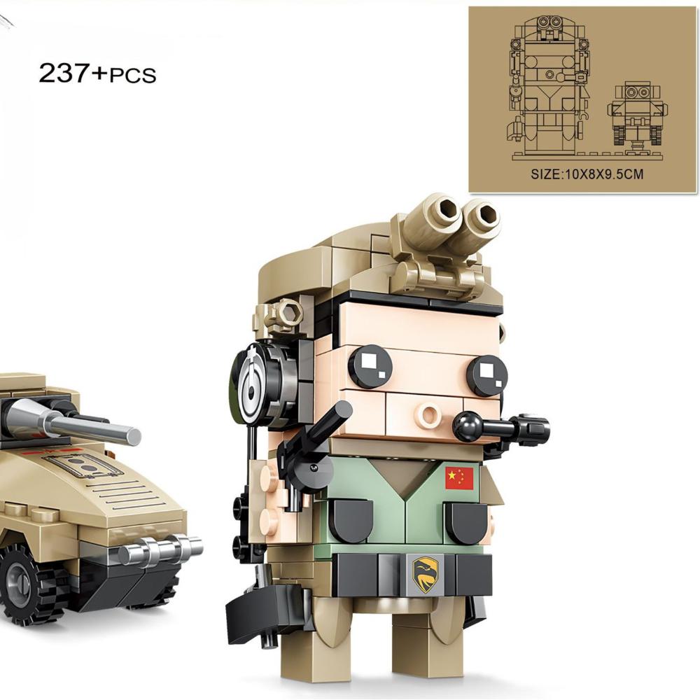 KAZI Military Man Vehicle Compatible Assembly Building Block Model Logistics Detection Force Armored Signal Transmitting Kids Toys