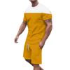 Men's Solid Color Shoulder Short Sleeved Shorts Breathable Men's Casual 2-piece Set