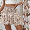 Women's Fashion Floral Skirt Pleated Skirt Ruffle Printed Short Skirt