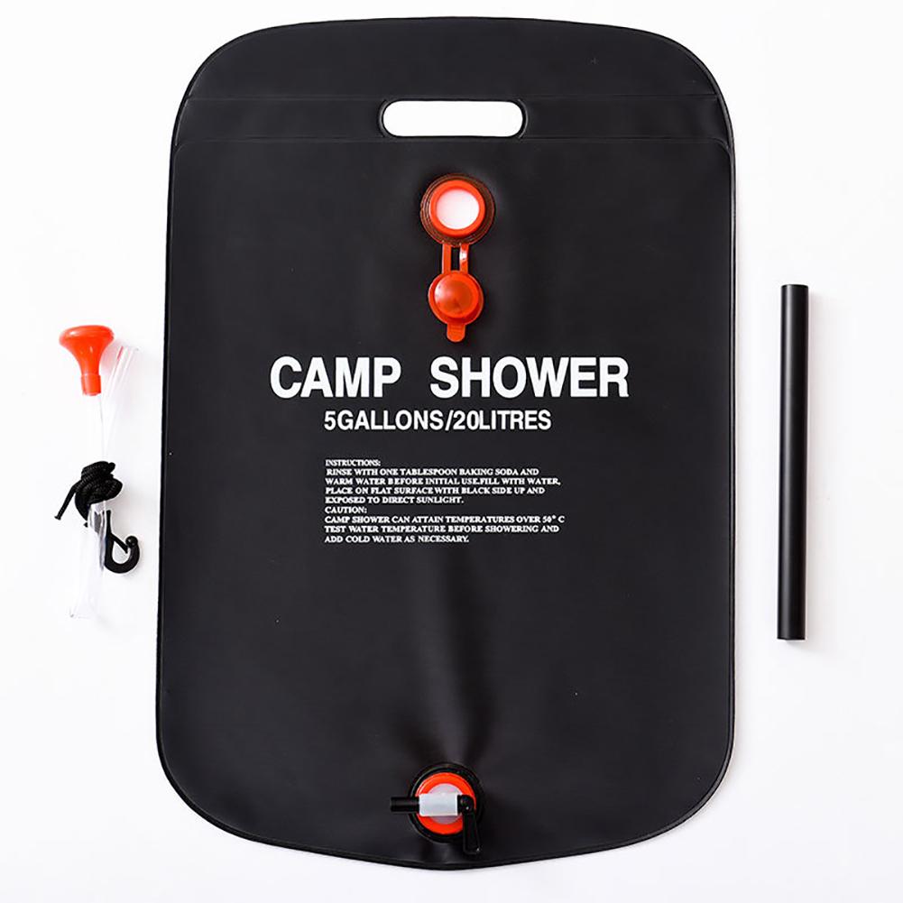 20L Camping Shower Bag Portable Solar Heated Shower Bag Sun Shower Bag with Hose Outdoor Shower Bag PVC for Hiking Climbing
