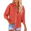 Women's Fashion Lapel Single Breasted Pocket Long Sleeve Solid Colour Casual Shirt Top