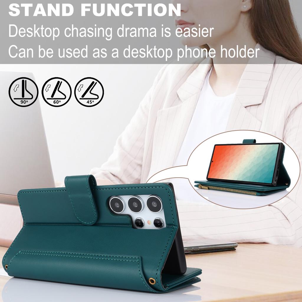 Держатель для карт с блокировкой RFID, мягкий чехол из искусственной кожи, магнитный ремешок с застежкой-молнией, защитный чехол для iPhone 16, 15, 14, 13, 12 Pro Max, Samsung Galaxy