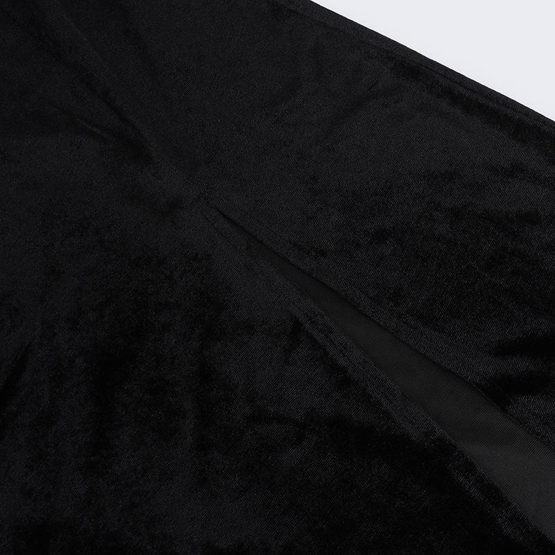 AltGoth Mall Готическое бархатное платье для женщин Fairycore Grunge Элегантное панк-платье с пентаграммой и вырезом без рукавов с бретелью через шею с разрезом Праздничная одежда