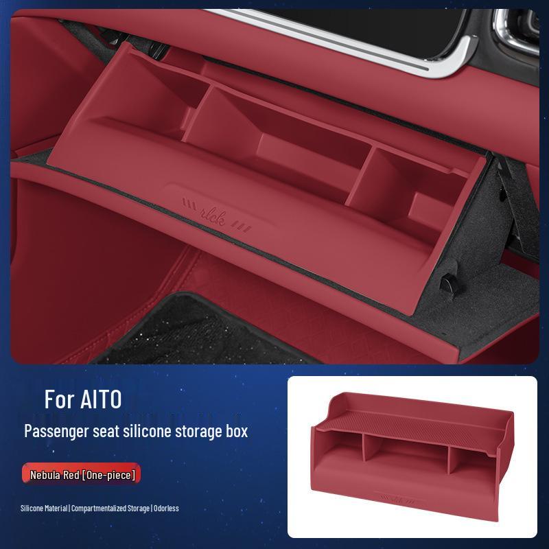 AITO M7/M8 Ящик для хранения в пассажирском сиденье, Силиконовая подкладка и Аксессуары для декора интерьера