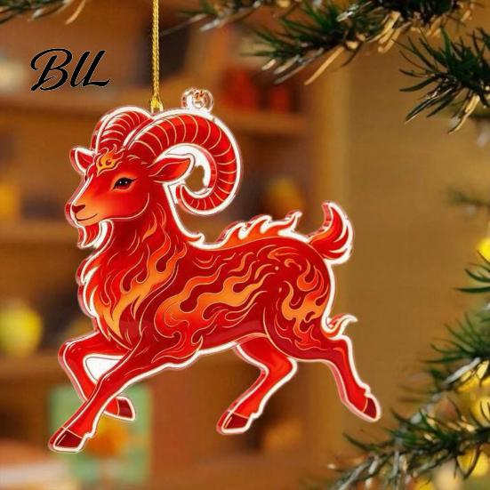 Seasonal Gift for Friends Goat Christmas Tree Pendant, Durable Acrylic Hanging Ornament, Not Easy Ornament to Fade Decorative Charms Holiday