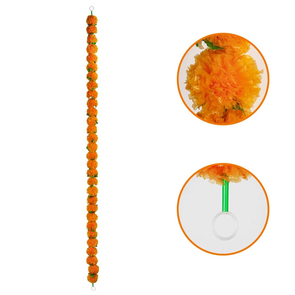 Artificial Flowers Long Strands Marigold Garland Decorative Garland 1.5m Length Flower Garland For Pooja Decoration Party Decor