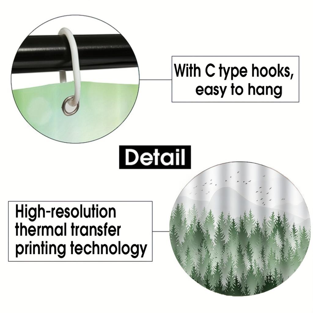 4 шт., наборы занавесок для душа с лесами и горами для ванной комнаты, нескользящие коврики для ванной комнаты, крышка для унитаза, коврик для ванной