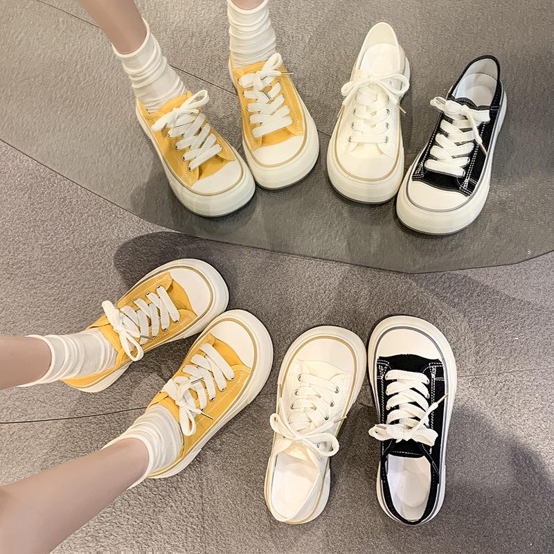 Fashion Simple Versatile Board Shoes Women's Korean Edition Wear Casual Cute Big Head Canva 2024 New Fashion Spring Summer