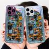 Механический сине-фиолетовый интерьер Для Iphone 15 14 13 12 Mini 11 Pro Max X XS XR 7 8 Plus 2020 22 SE Закаленное стекло Чехол для телефона