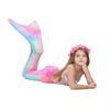 Kids Mermaid Swimsuit Set Girls 3-Piece Bikini Swimwear With High Elasticity Solid Color Toddler Swimming Outfit