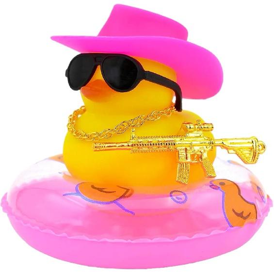 Утка для автомобиля, желтая утка, украшения для приборной панели автомобиля, набор с солнцезащитными очками, кольцо для плавания, детские игрушки для ванной, украшение для дома в виде утки