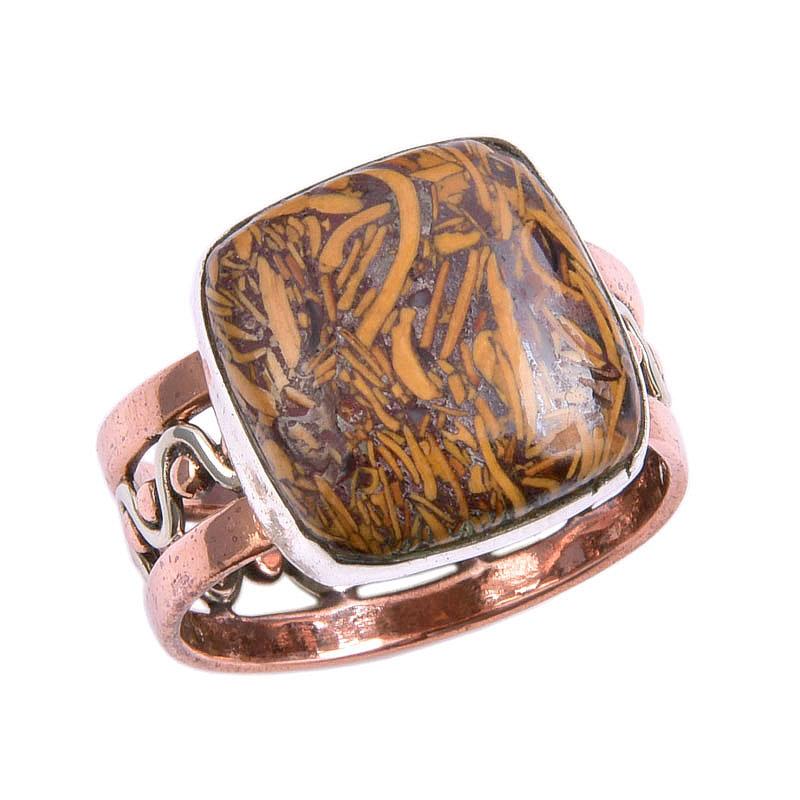 Натуральный камень Яшма Марьям Двухцветное серебро 925 пробы Подарочное кольцо р.7 d8l64