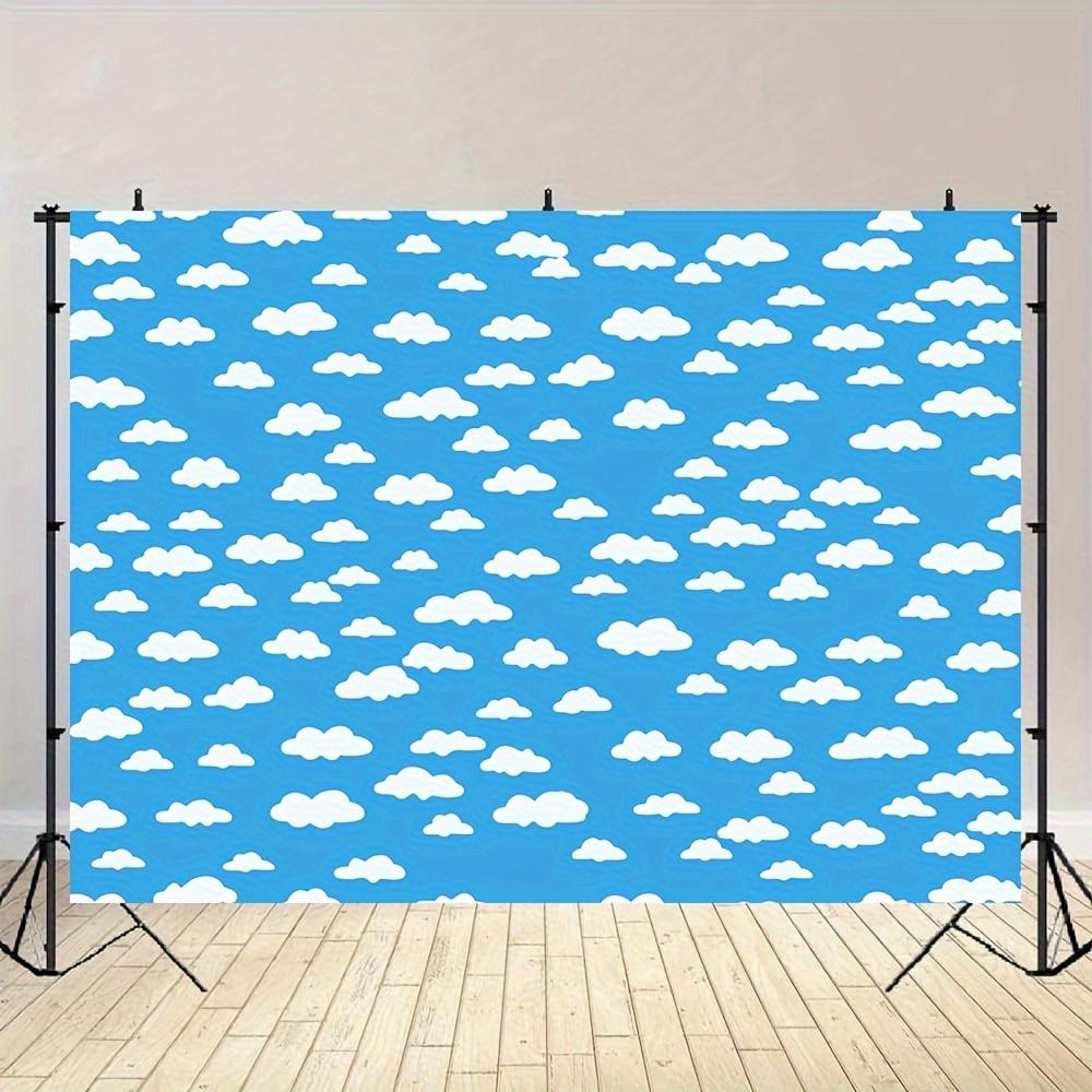 1pc cartoon blue sky and white clouds photography background - Large polyester party banner birthday, young people shower
