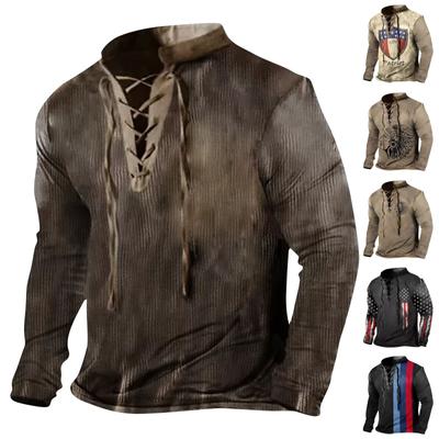 Мужская модная повседневная рубашка с длинным рукавом и принтом в стиле ретро, ​​верхняя блузка