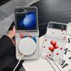 3PCS Foldable Shockproof Case for Samsung Z Flip6 Flip5 Flip4 for Magsafe Magnetic Balloon Kiss Lips Pattern Clear Hard Pc Slim Case Cover