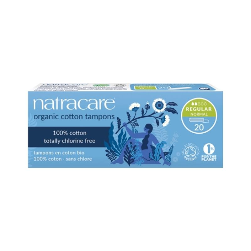 NATRACARE Обычные хлопковые тампоны, 20 шт. (Индивидуально упакованный)