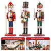 3Pcs 30CM Wooden Nutcracker Puppet Figurine Hand Painted Nutcracker Soldier Model Doll Christmas Ornaments Home Decoration