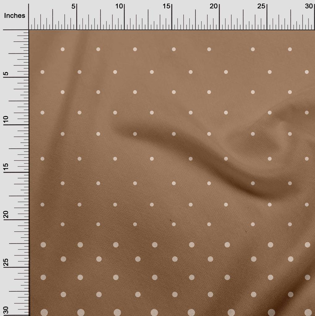 oneOone Cotton Cambric Brown Fabric Polka Dot Sewing Material Print Fabric By The Yard 42 Inch