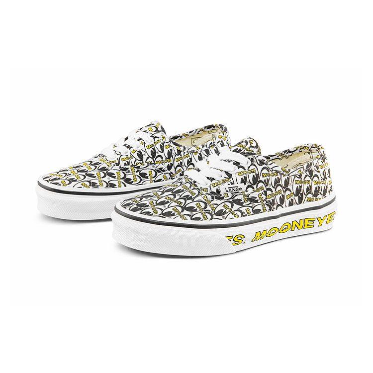 Mooneyes x Vans Authentic Повседневные Низкие Детские Скейтбордические Кроссовки Черный Белый Желтый Дети Возраст 3 7 Лет VN0A3UIVYB2