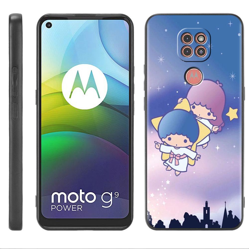 Милый чехол LittleTwinStars для Motorola G30 G60 Edge 20 G9 G22 G8 Power G31 G500 G50 30 Pro, черные мягкие чехлы для телефона