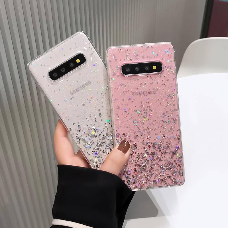 Silicone Case Samsung Galaxy S20 Ultra S8 S9 Plus S10e S10 Note 10 Lite 8 9 A10 A20 A30 A40 A50 A70 A51 A71 Bling Glitter Star Soft Clear Back Cover