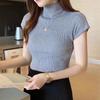 Spring Summer Semi-turtleneck Short Sleeve Knitted Sweater Women Bottoming Shirt New Casual Simple Tops Slim Fit Pullover Ladies Clothing 2901