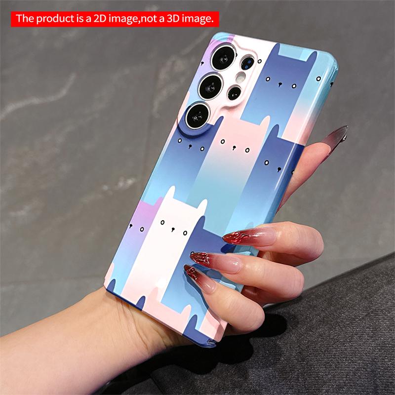 2DFlat Samsung phone case Pastel Cat Pattern Phone Case Applicable to Galaxy S23 S24 S25ULTRA S26 A12 A14 A15 A16 A54 A55