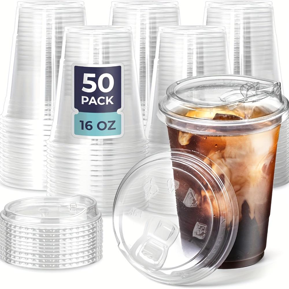 50Set Plastic Drinking Cups with Strawless Sip Lids BPA Free Disposable Cold Drink Cups for Christmas Halloween Party