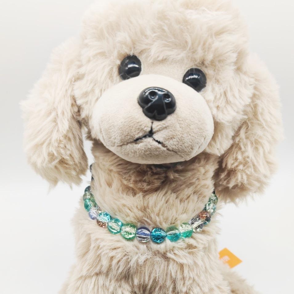Fashion Pet Beaded Necklace Adjustable Transparent Glass Dog Cat Pearl Collar