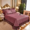 European Lace Crystal Velvet Bedspread Set Soft Warm King Qulited Luxury Double Queen Bedsheet With Pillow Cases 3 PCS
