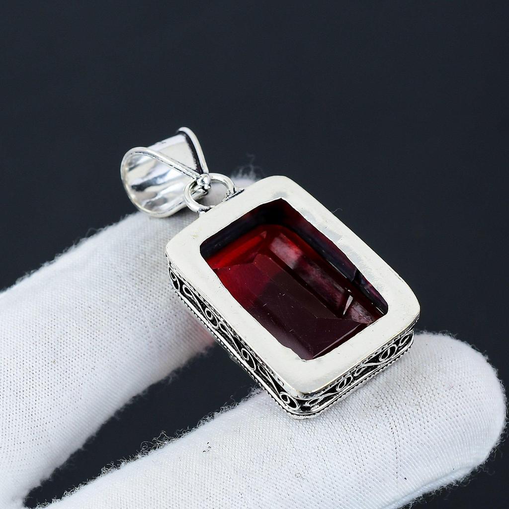 Изящный серебряный кулон с красным гранатом и драгоценным камнем из стерлингового серебра 925 пробы — дизайн ручной работы, повседневные украшения, уникальный кулон в подарок на день рождения для жены