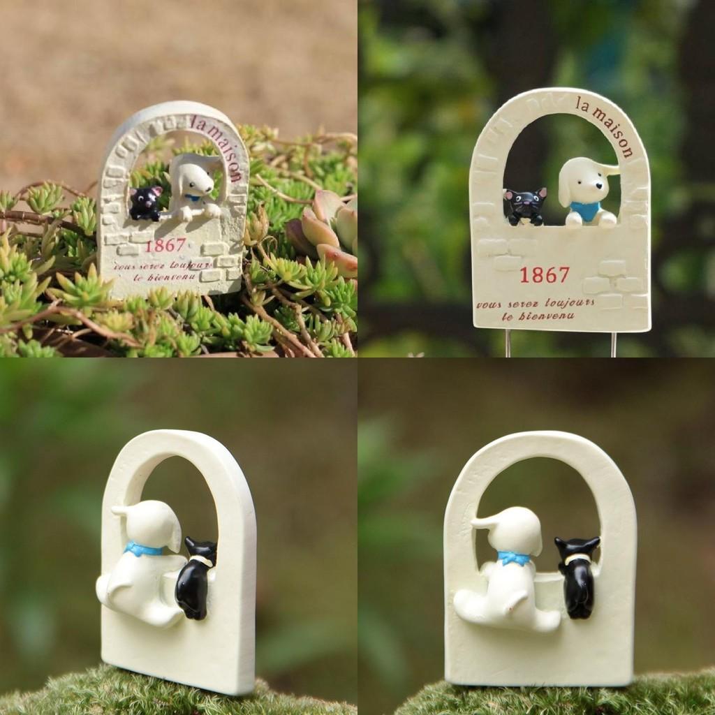 Cute Dog Cartoon Black Cat Fence Scene For Landscape Decoration Plugin Props