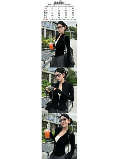 Women's Slim Fit Double Zipper Hoodie Jacket - Autumn 2025, Anti-Pilling, Stand Collar, Cropped Cardigan