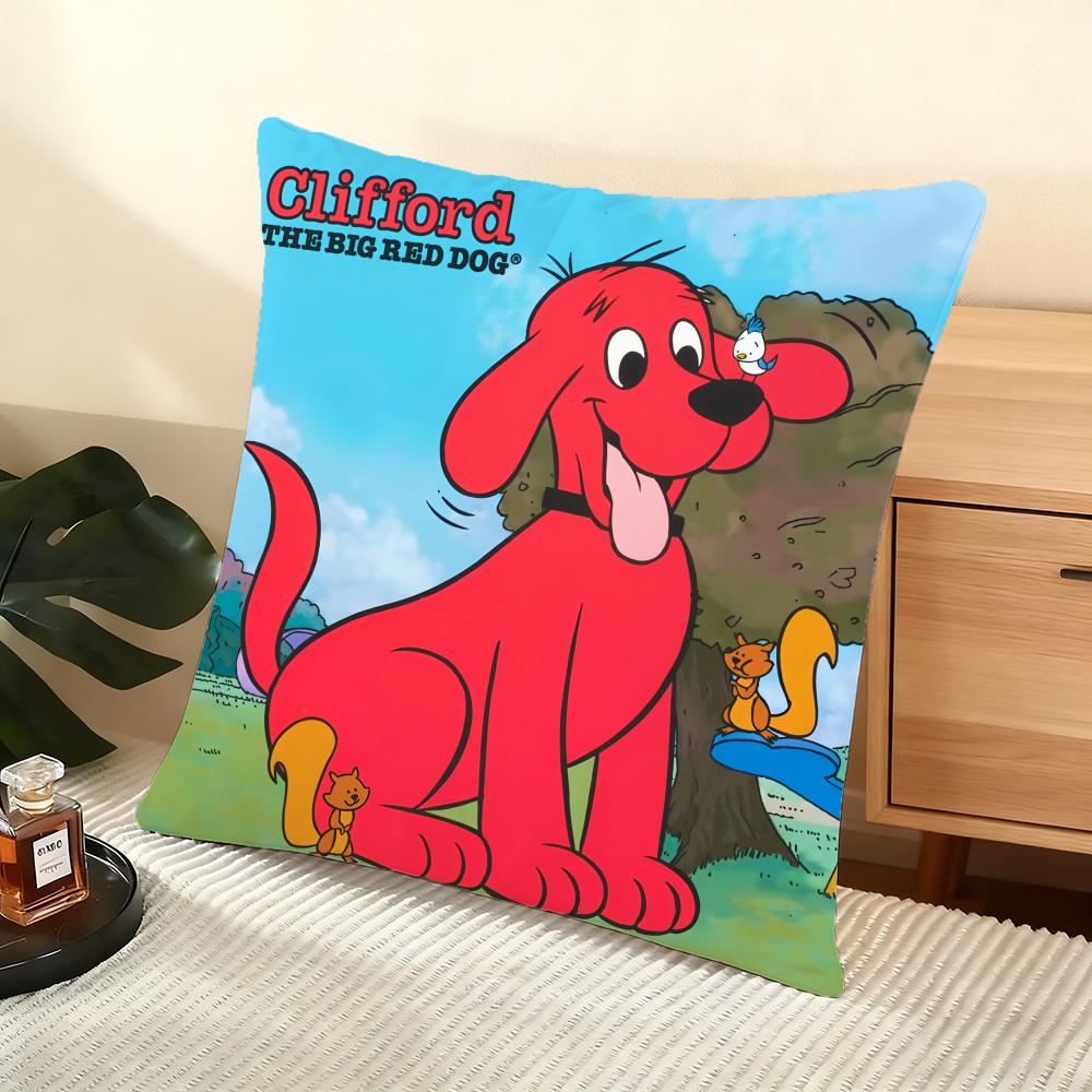 C-Clifford The Big Red Dog Cushion Cover Soft Short Plush Pillow Cover Smooth Cozy Texture Aesthetic Cushion Case Home Decor