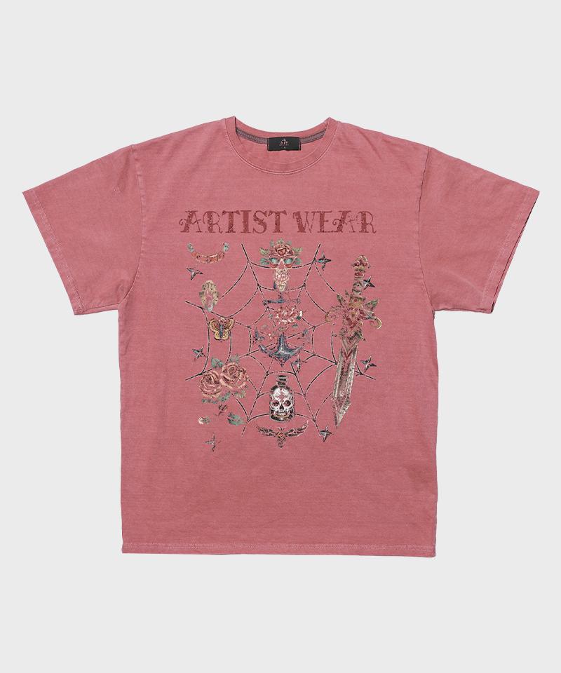 ARTISTWEAR [Atw] Винтажная школьная футболка с коротким рукавом, пигментная