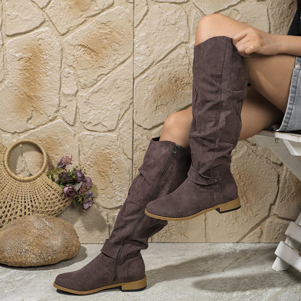 Foreign Trade 36~ 43 Yards Velvet Boots Popular In Autumn and Winter 2024 Outer Wear Side Zipper Thin Boots Women