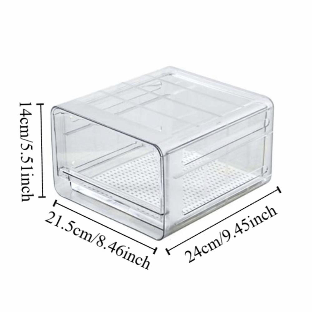 Transparent Food Container with Drain Tray Large Capacity Vegetable Fridge Organizer Kitchen