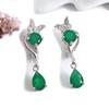 Butterfly Design Silver Jewelry Set with Natural Green Agate Gemstones Earrings And Ring for Women