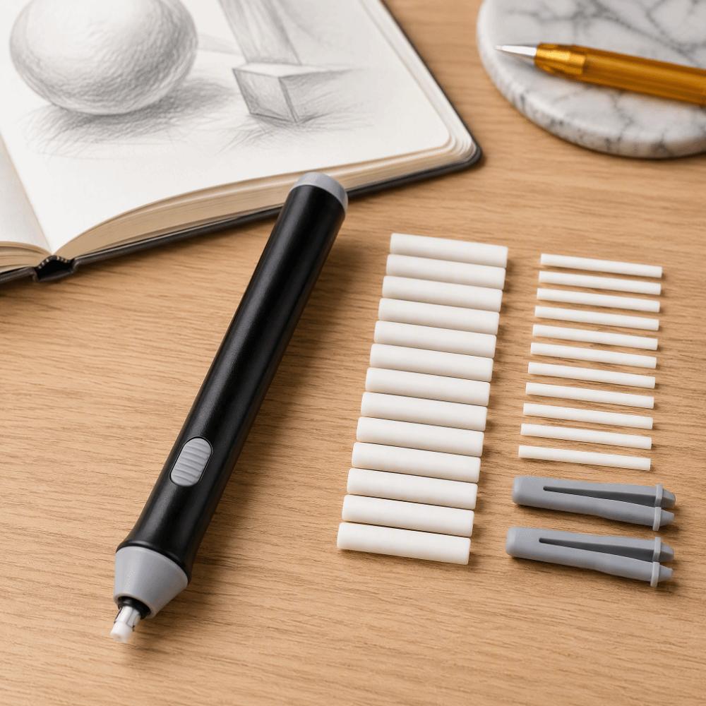 Portable Plastic Pen Electric Pencil Eraser 22 Eraser Refills Artist Eraser Set  For Drawing