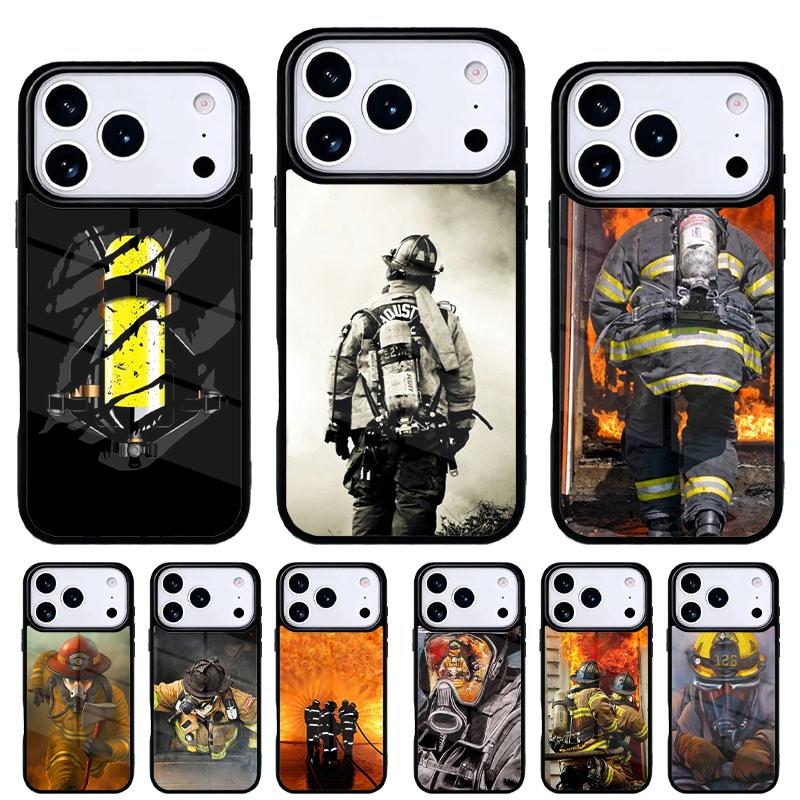 Fireman Firefighter Phone Case for iPhone 17 16 15 14 13 Pro Max Back Cover for 12 11 Pro Coque