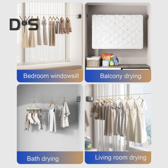 4.2M настенная выдвижная бельевая веревка регулируемая втягивающаяся прочная нержавеющая стальная проволока для сушки белья в помещении и на открытом воздухе