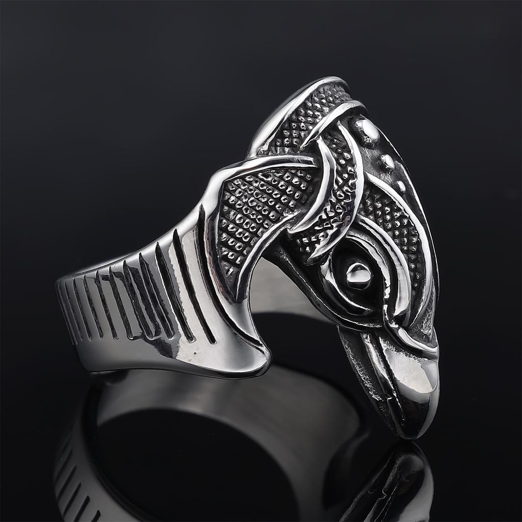 S925 Silver Ring Retro Personality Viking Series Crow Ring Eagle Men's Ring
