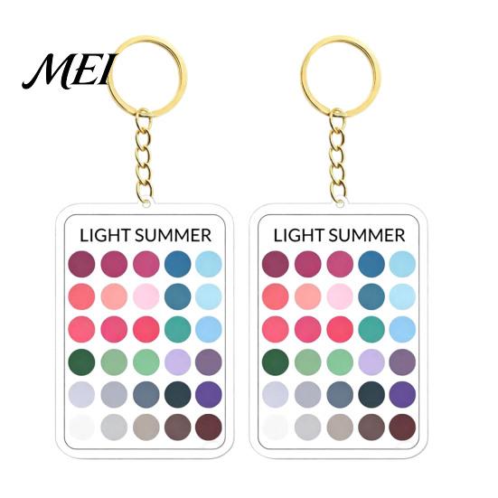 Makeup Color Guide 2Pcs Palette Keychain Pendant, Clear Acrylic Season Analysis Swatches Spring Summer Fall Winter Colors Keychain, Card, Gifts