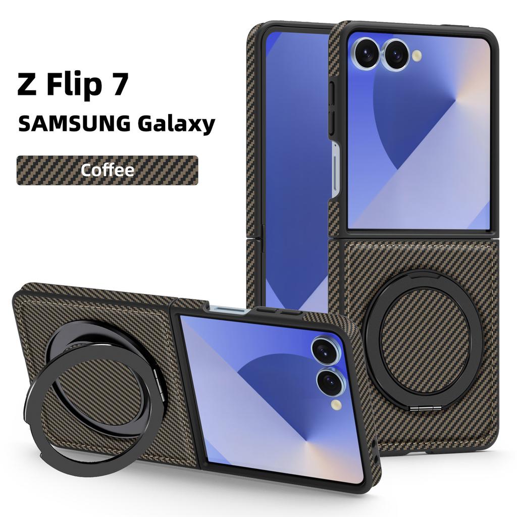 Minimalist Kevlar Carbon Fiber Magnetic Holder Case for Samsung Galaxy Z Fold 7 6 5 4 3 For Mag-safe 360 Rotating Bracket Cover