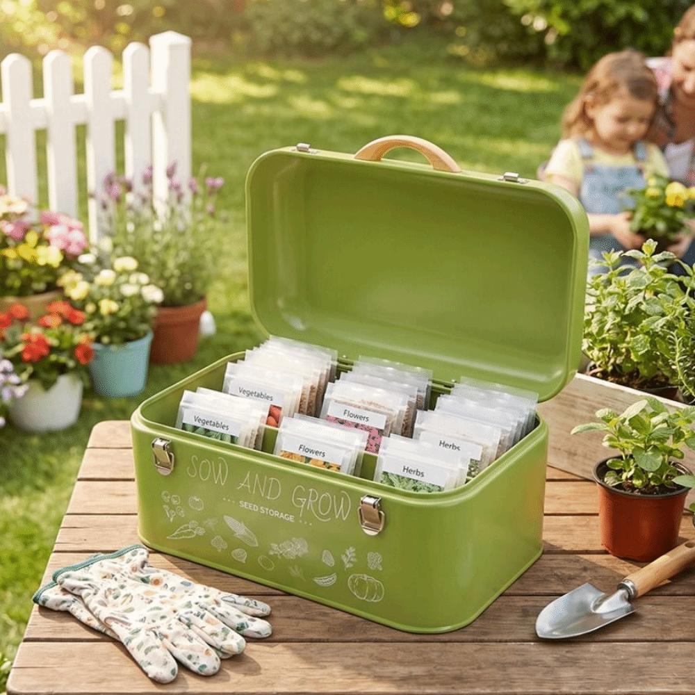 Metal Seed Storage Box Waterproof Storage Container Nordic Style Sorting Box  Outdoor Gardening