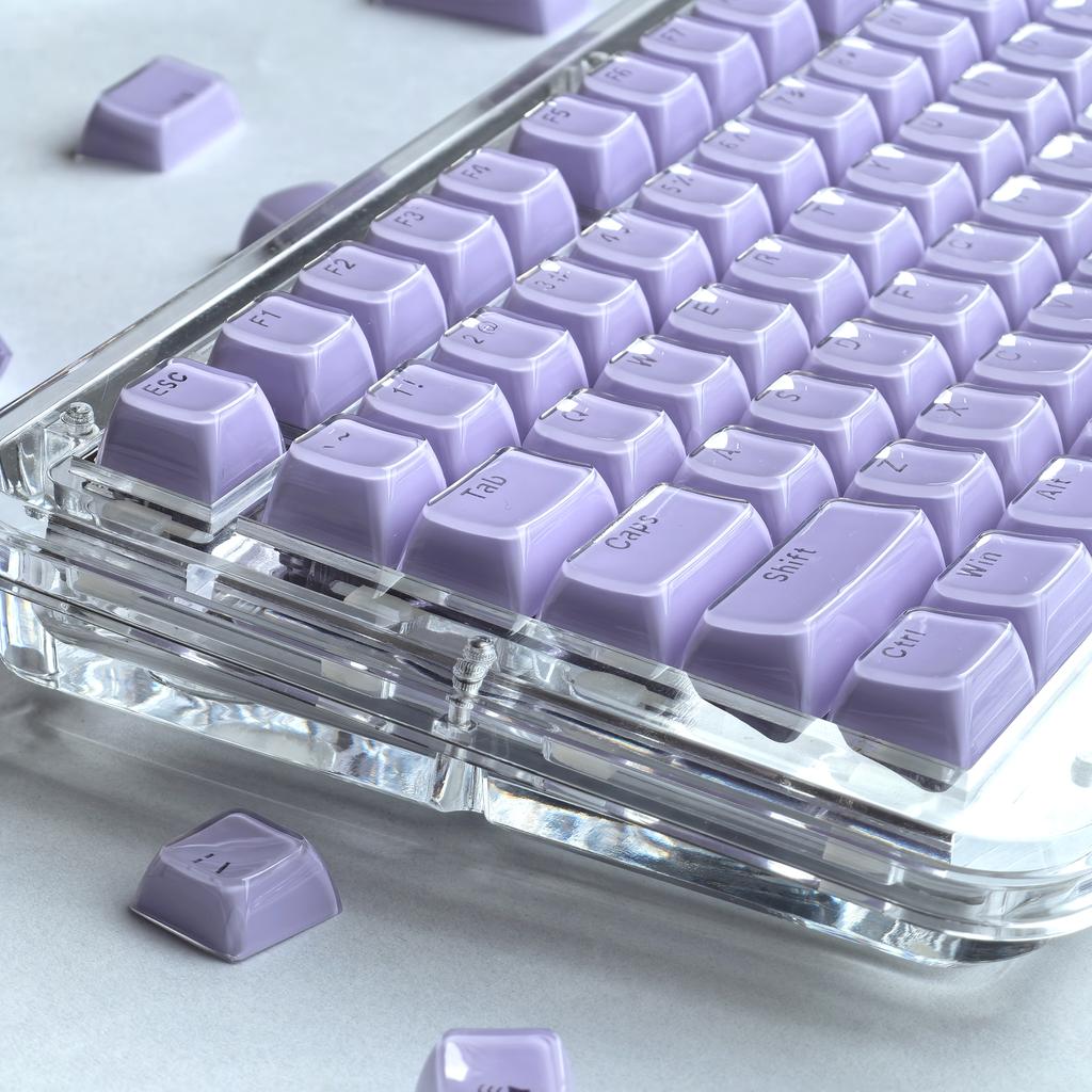 135Keys Crystal Purple Keycap Jelly Pc Oem 2.25/2.75U Space Bar Iso Layout Alice For Aula F75/F99/F75Pro Translucent Keycap