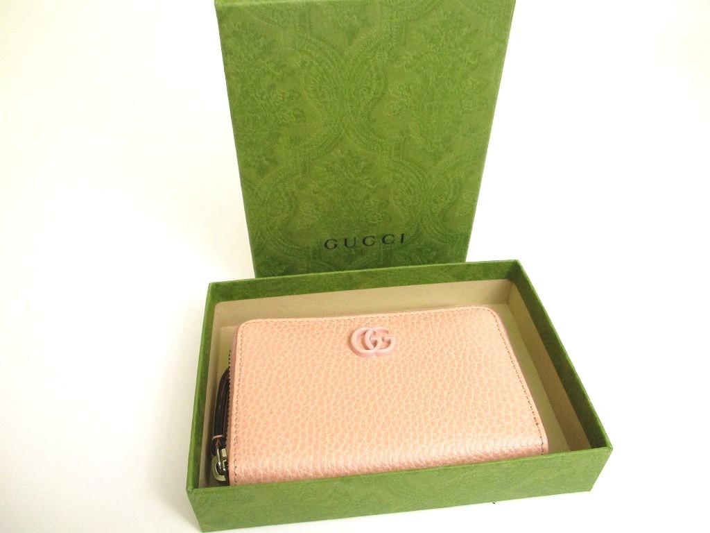 Оригинальный GUCCI GG Marmont Светло-розовый Кожаный Кошелек для монет #b023 Открытая коробка