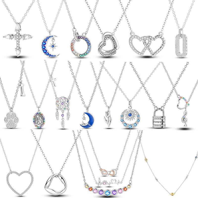 Подвеска Ожерелье Для Женщин Медь Покрытая Сердце Луна Оригинальная Цепочка Модная Бижутерия