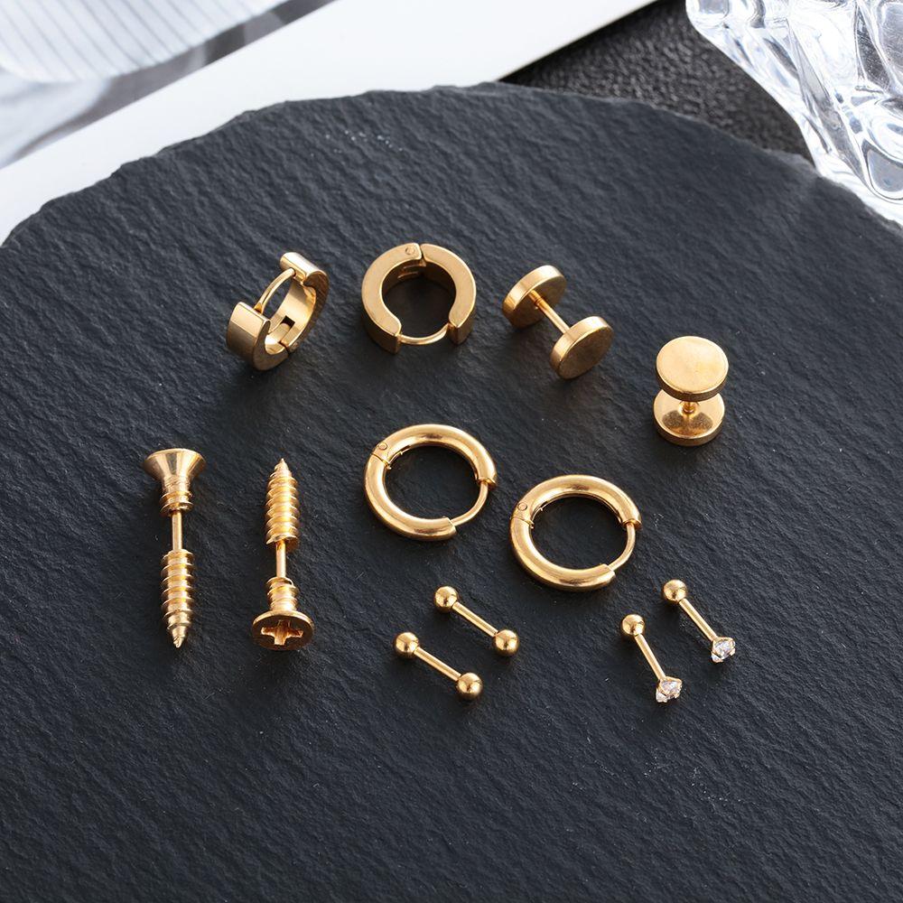 Пирсинг Украшения для пирсинга Штанга Штанга Кольца Серьги Набор сережек Черный Гантель Гвоздик Серьги для козелка