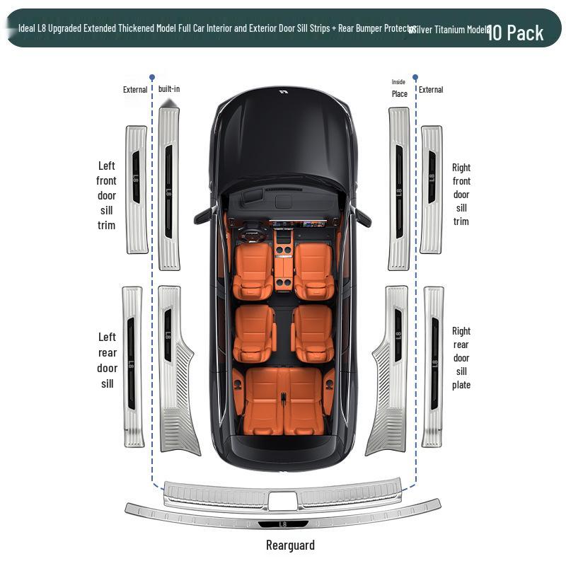 Защитная накладка на порог из нержавеющей стали для Ideal L6-L9, Аксессуар для улучшения интерьера автомобиля
